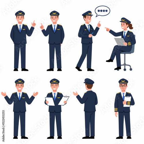 Pilot character set in various poses