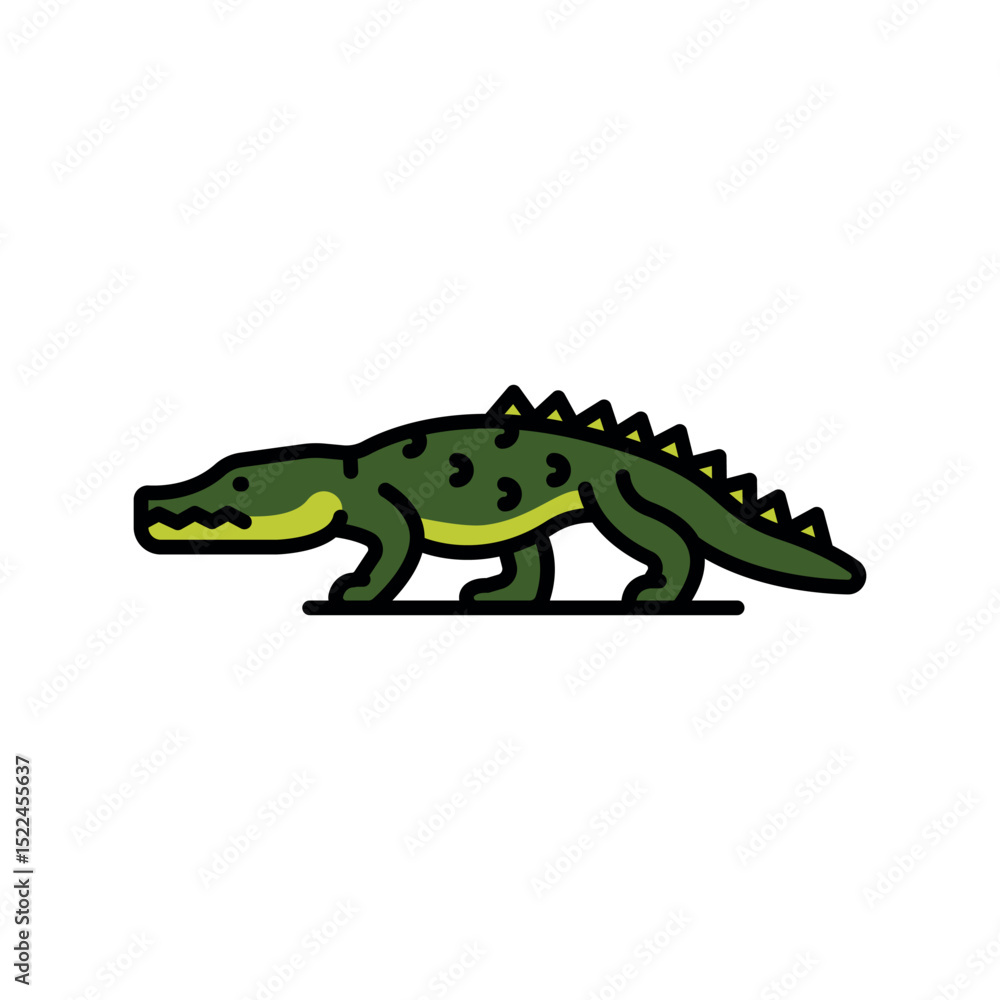Fototapeta premium american alligator color line icon for digital and print projects. North american animals.