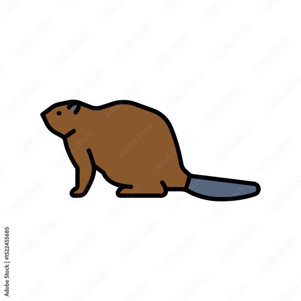 Obraz premium american beaver color flat icon for digital and print projects. North american animals.