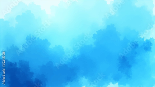 Abstract cerulean blue watercolor wash texture background wallpaper. Copy space, cold ice color art, contemporary artistic backdrop.