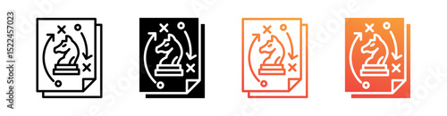 Strategy Multi Style Icon Set Vector 