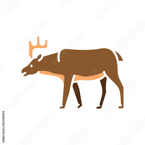 moose color flat icon for digital and print projects. North american animals.