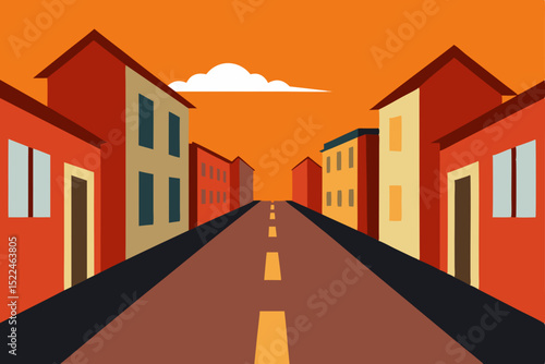 silent symmetrical residential streets under
