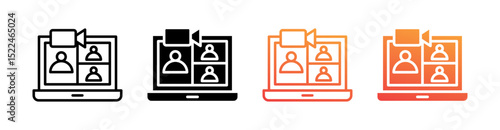 Video Conference Multi Style Icon Set Vector 