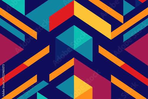 Colorful retro geometric triangle pattern seamless vector illustration
