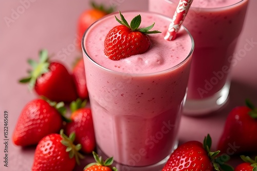 Wallpaper Mural Refreshing glass of strawberry smoothie. Healthy, appetizing, and summery vibe. Perfect for food blogs, nutrition articles, beverage advertisements, or recipe content. Torontodigital.ca