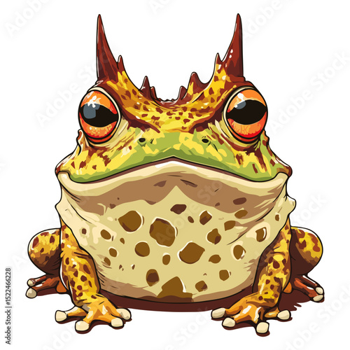 horned frog, reptile, vector, transparent background, creature, ceratophrys, isolated, animal, amphibian, nature, wildlife