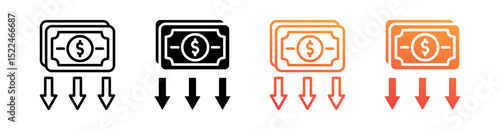 Recession Multi Style Icon Set Vector 
