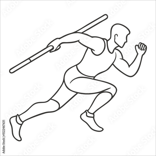 Vector icon of relay baton placed on track lane. Represents team race transition, sprint training, or competition start.