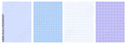 Geometric seamless pattern set light gray grid on background empty. Notepad paper hand drawn line style pastel color. Vector 10 eps