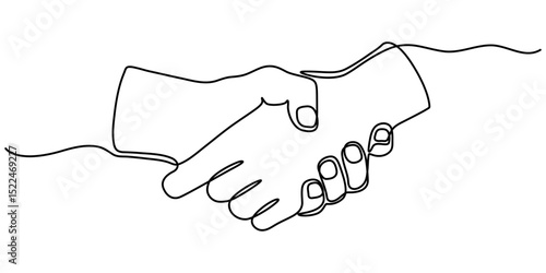two businessmen shaking hands. Continuous one line drawing illustration vector, One line drawing of a handshake drawn with a single line, Business agreement vector concept, Handshaking of businessmen.
