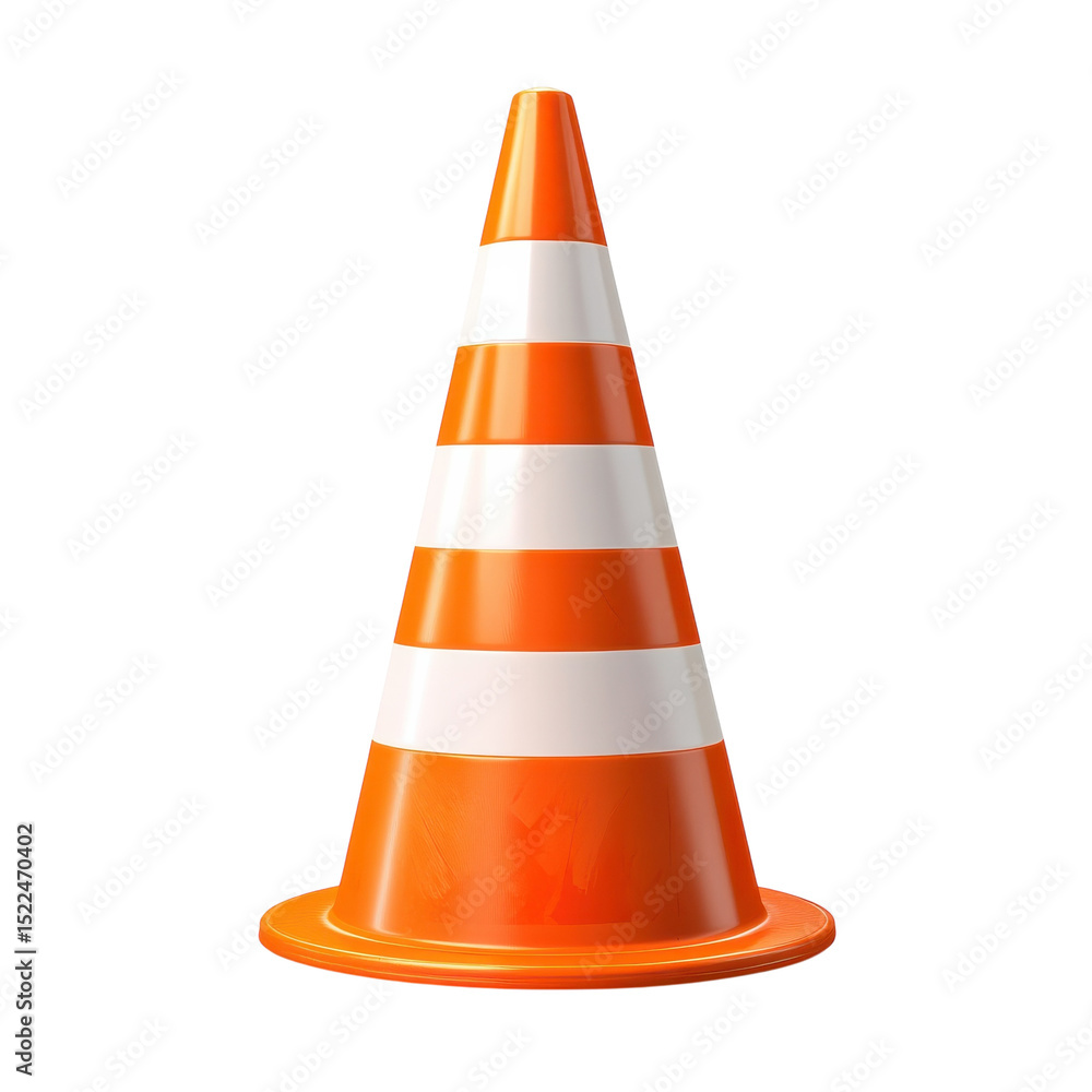 Orange and White Striped Traffic Cone Safety Construction Warning Road on transparent background Orange and White Striped Traffic Cone Safety Construction Warning Road on transparent background