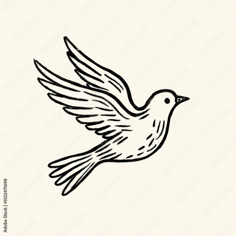 Obraz premium Minimalist flying bird illustration.