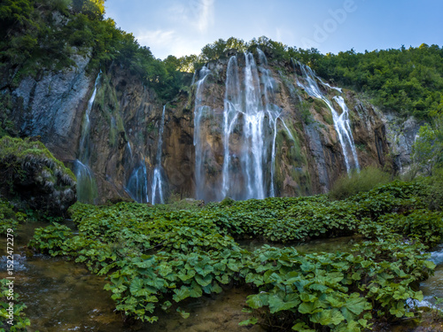 View of waterfalls in Plitvice Lakes National Park, Croatia. 
