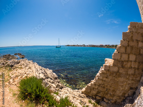 Fototapeta Naklejka Na Ścianę i Meble -  View of Kastelina beach on Vir island, Croatia. 