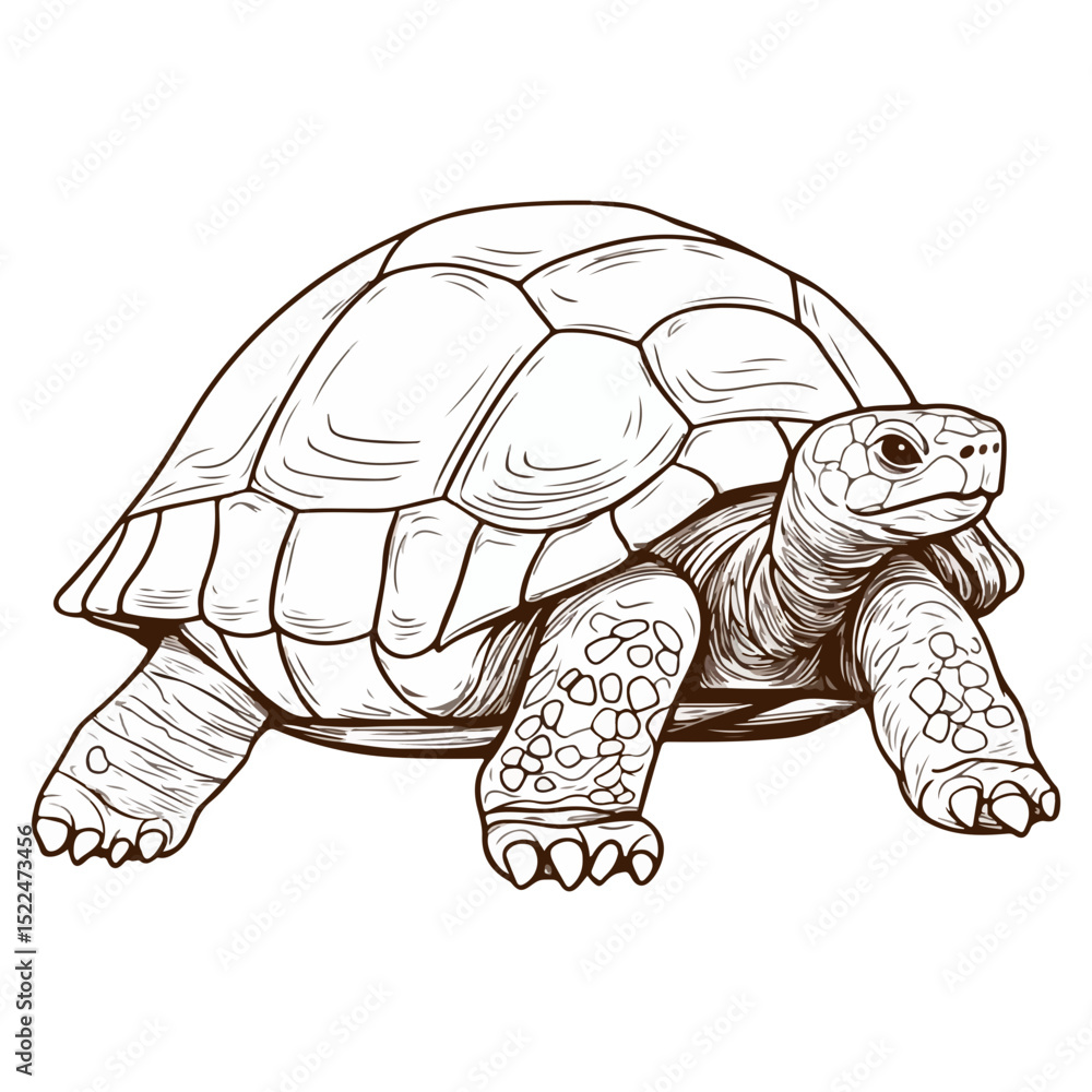 Fototapeta premium sulcata giant tortoise, reptile, vector, transparent background, creature, centrochelys sulcata, turtle, tortoise, animal, slow, nature, isolated, shell, wildlife