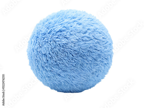 Fluffy Blue Fabric Sphere Soft Textured Round isolated on clipping path transprent