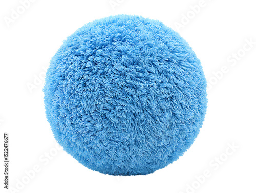 Fluffy Blue Fabric Sphere Soft Textured Round isolated on clipping path transprent