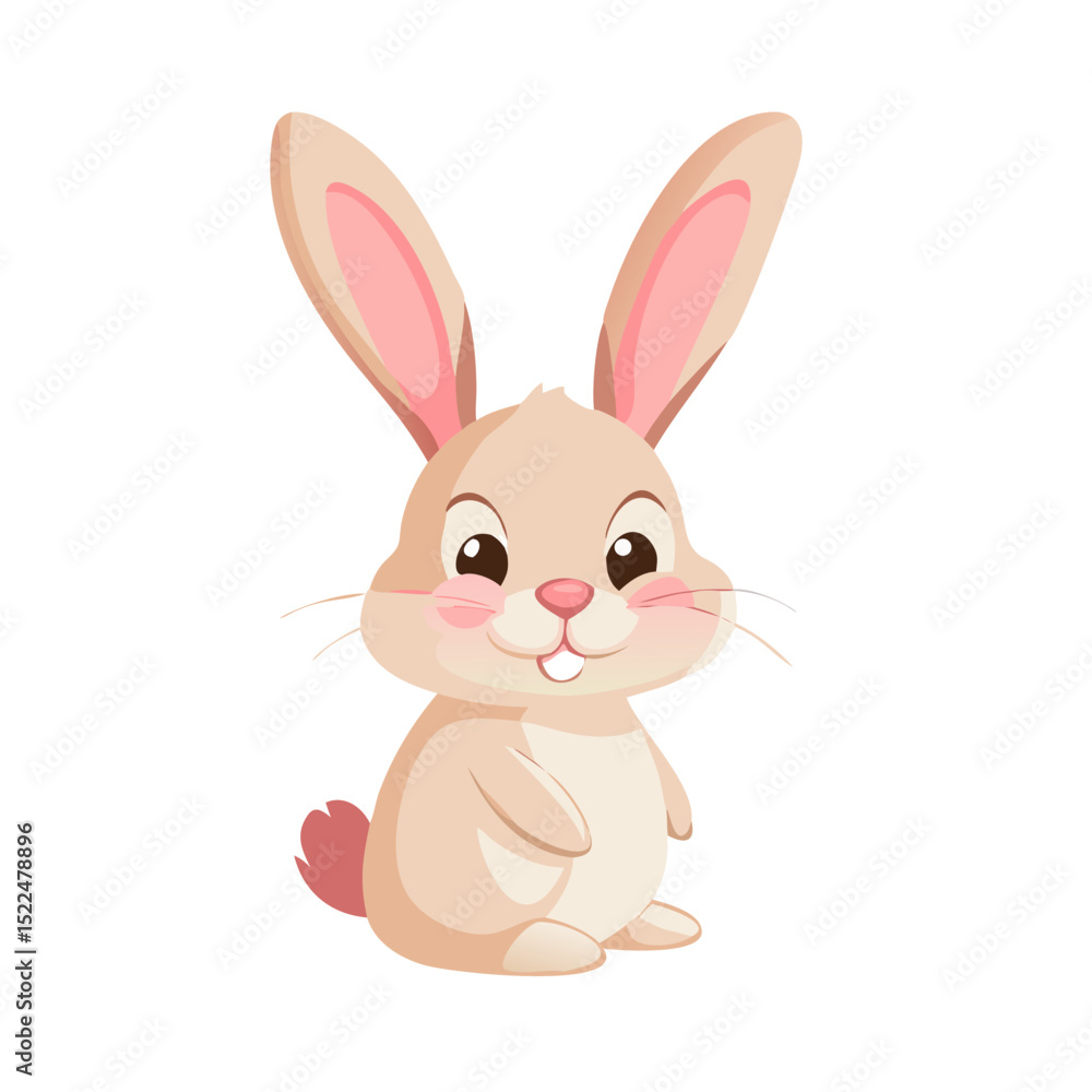 Vector illustration of a charming rabbit with twitching whiskers and perked ears, isolated on a white background. Vector illustration of a charming rabbit with twitching whiskers and perked ears, isolated on a white background.