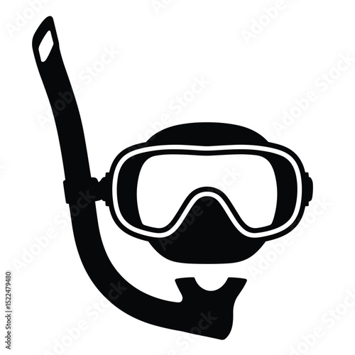 Scuba Diving Mask and Snorkel Icon – Minimal Black and White Aquatic Gear Illustration