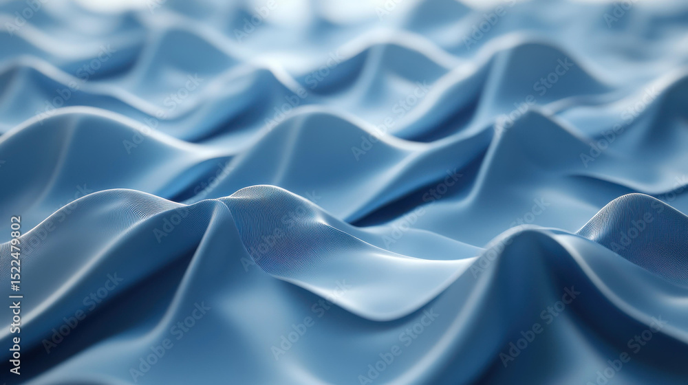 Obraz premium Abstract smooth wavy blue surface with subtle line texture and depth