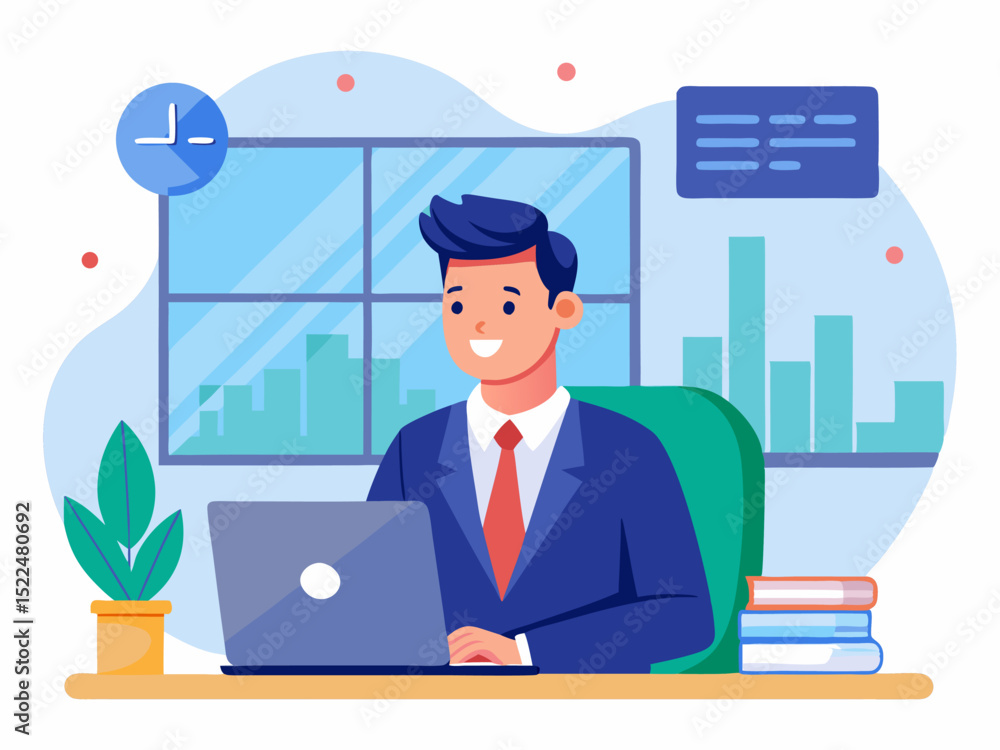 Businesswoman evaluating potential employee profiles at contemporary workstation with minimal design elements Businesswoman evaluating potential employee profiles at contemporary workstation with minimal design elements
