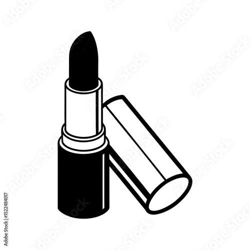 Black and white lipstick icon isolated on transparent background