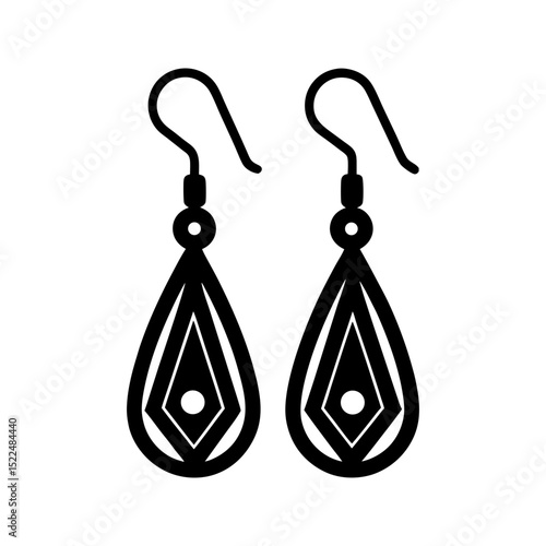 Elegant teardrop dangle earrings design isolated on transparent background