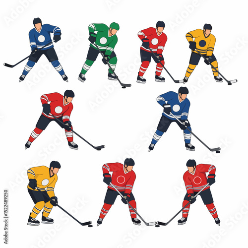 Hockey players in action, colorful game sport