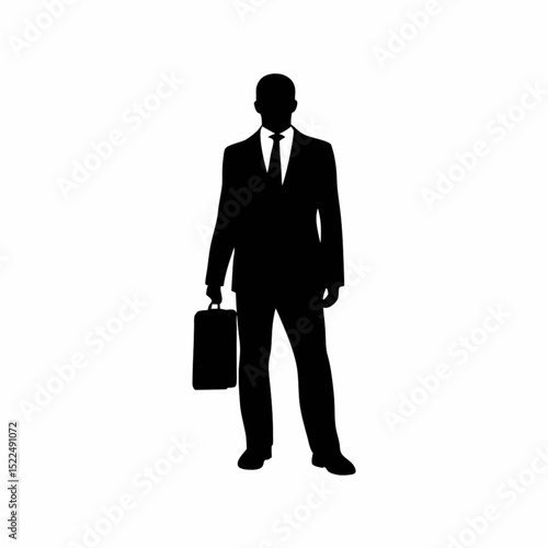businessman with briefcase | Businessman Silhouette | Man in Suit with Briefcase | Professional Man Vector