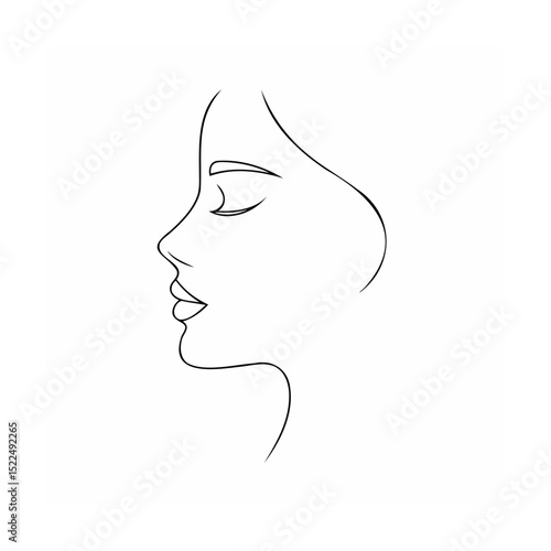 Elegant minimalist black line art illustration of a woman's face in profile