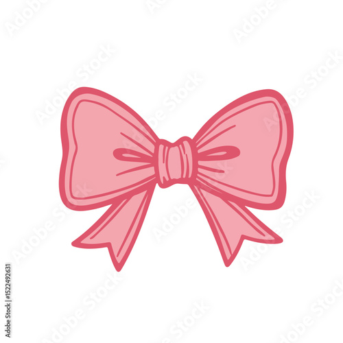Pink decorative bow applique design element.  Pretty pink bow applique perfect for scrapbook pages, gift wrap, or invitations.