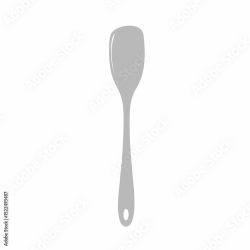 Gray silicone spatula with long handle. Kitchen utensil for cooking and baking.  This silicone spatula is perfect for website design or online store.