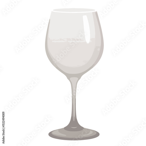 Elegant wine glass on white background. Crystal clear glassware with a long stem and a wide bowl. This sophisticated image is perfect for wine lists, restaurant menus,