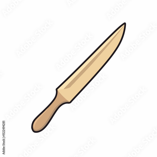 Wooden knife with dull blade. Simple wooden kitchen utensil with a blunt edge, perfect for butter, cheese, or cake. This image of a dull blade is ideal for culinary websites and cookbooks.