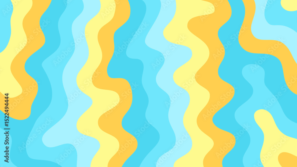 Summer Theme Abstract Wavy Background with Vibrant Colors. Summer-themed abstract background featuring wavy stripes in bright yellow, orange, and blue tones. Summer Theme Abstract Wavy Background with Vibrant Colors. Summer-themed abstract background featuring wavy stripes in bright yellow, orange, and blue tones.
