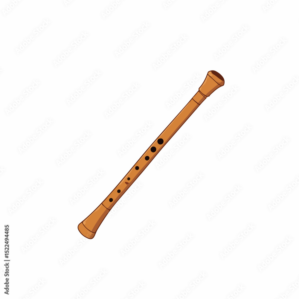 Wooden fairy flute with six holes. Musical instrument for children's fairy tales or fantasy illustrations. This whimsical flute is perfect for creating magical artwork, book illustrations, Wooden fairy flute with six holes. Musical instrument for children's fairy tales or fantasy illustrations. This whimsical flute is perfect for creating magical artwork, book illustrations,