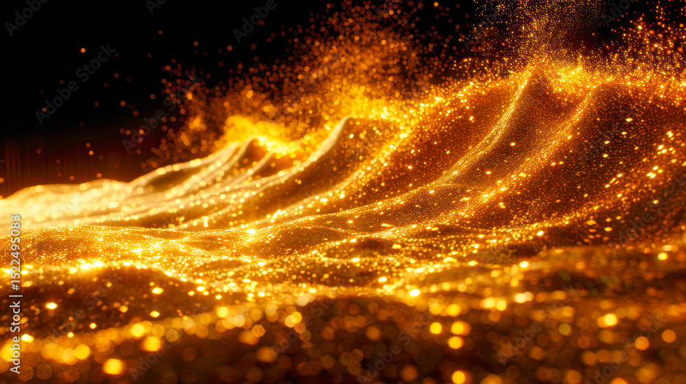 Golden shimmering waves of light creating a mesmerizing abstract background with depth Golden shimmering waves of light creating a mesmerizing abstract background with depth