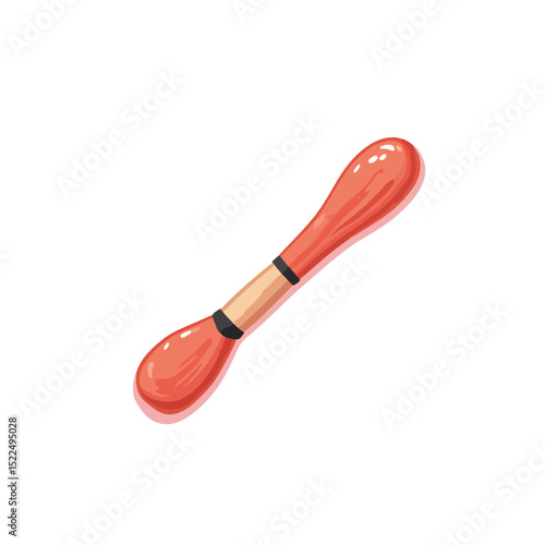 Red gel roller applicator isolated on white background. Cosmetic product design element, close-up of smooth texture and glossy surface. Perfect for beauty blogs, skincare tutorials,