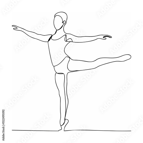 Elegant line drawing depicting a ballerina in a graceful ballet dance pose