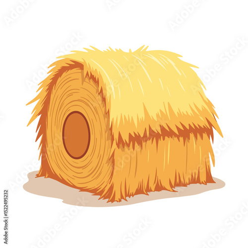 Hay bale illustration, rustic golden hay stack for farm design.  Hay bale image shows detail of straw and texture. This hay bale graphic is perfect for agriculture websites and farm branding.