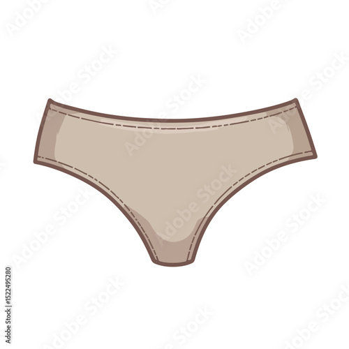 Beige hip briefs underwear design template. Comfortable hip briefs for women lingerie collection. This underwear template is perfect for online stores and fashion catalogs.