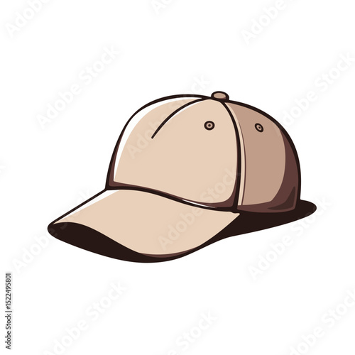 Beige baseball cap. Stylish headwear apparel accessory for summer fashion. This linen cap is perfect for casual look. This image of linen cap 00001 is ideal for online store apparel catalog.