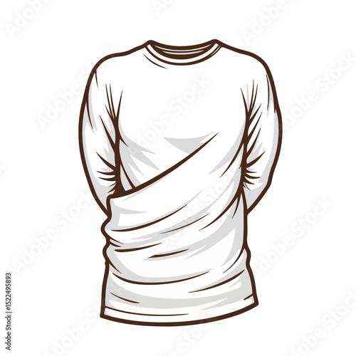 Long sleeve wrap shirt mockup. Stylish long sleeve shirt design with draped fabric. This long sleeve shirt template is perfect for online store apparel design.