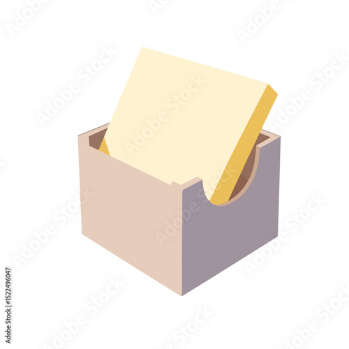 Stylish memo cube holder with blank sticky note.  Memo cube holder is perfect for office organization and desktop design. This image of memo cube holder is ideal for presentations, websites,