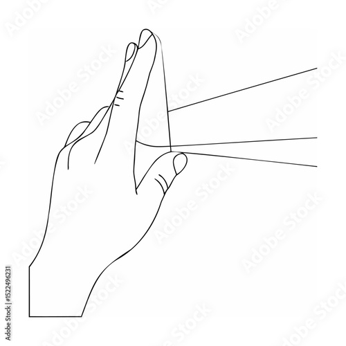 Hand stretching a rubber band illustrating tension elasticity and conceptual ideas in simple line art