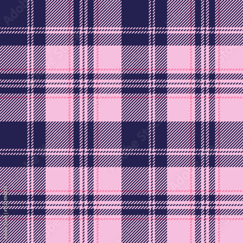 plaid tartan seamless repeat pattern. This is a pink navy blue checkered plaid vector illustration. Design for decorative,wallpaper,shirts,clothing,tablecloths,wrapping,textile,fabric,texture