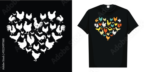Chickens heart love chicken lady women men kids farmer gift T-Shirt