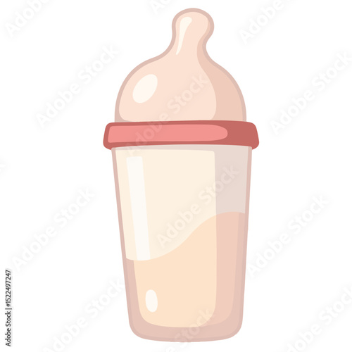 Adorable sippy cup with pink lid and creamy beige body.  Baby sippy cup is perfect for toddlers and infants.  This cute sippy cup illustration is ideal for baby product packaging,