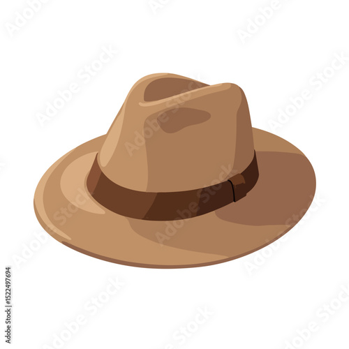 Brown suede fedora hat with a brown ribbon. Stylish suede hat design perfect for fashion blogs and website banners. This suede hat is ideal for showcasing autumn or fall fashion collections.